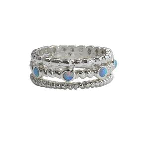 925 Bead and Twist Opalite 3 Row Ring image 0