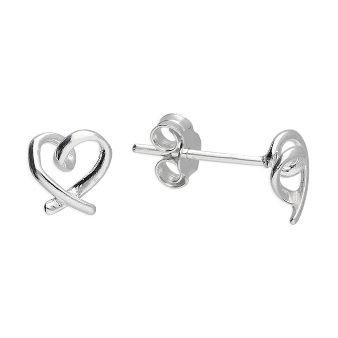 Sterling Silver heart crossover Stud Earrings