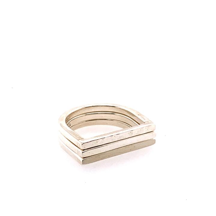 925 Hammered Triple D Shaped Ring image 0