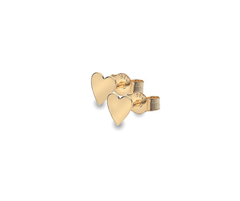 Gold heart-shaped earrings on a white background