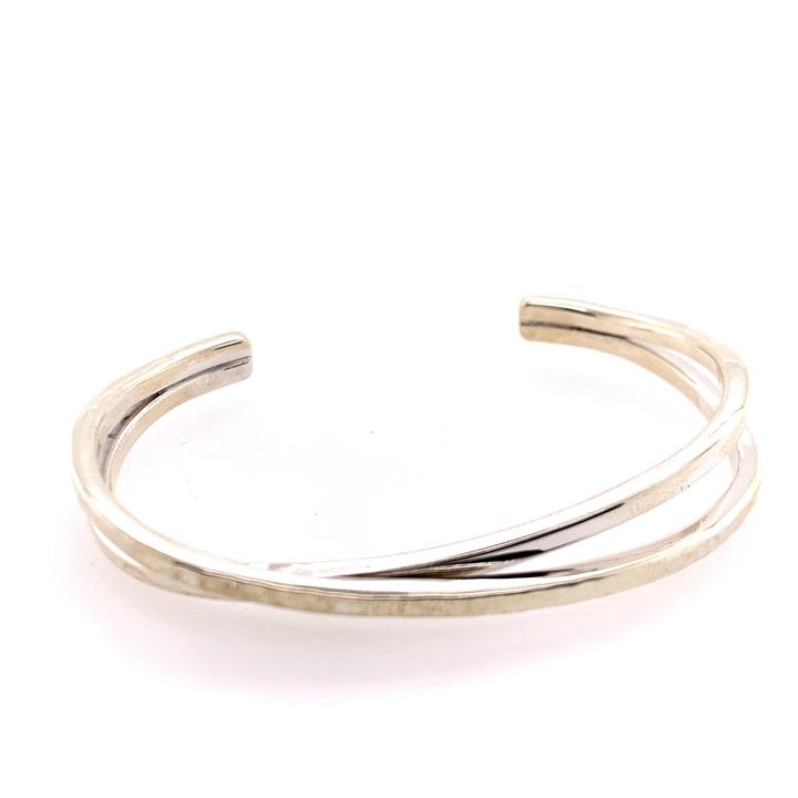 925 Hammered Double cuff Bangle image 0