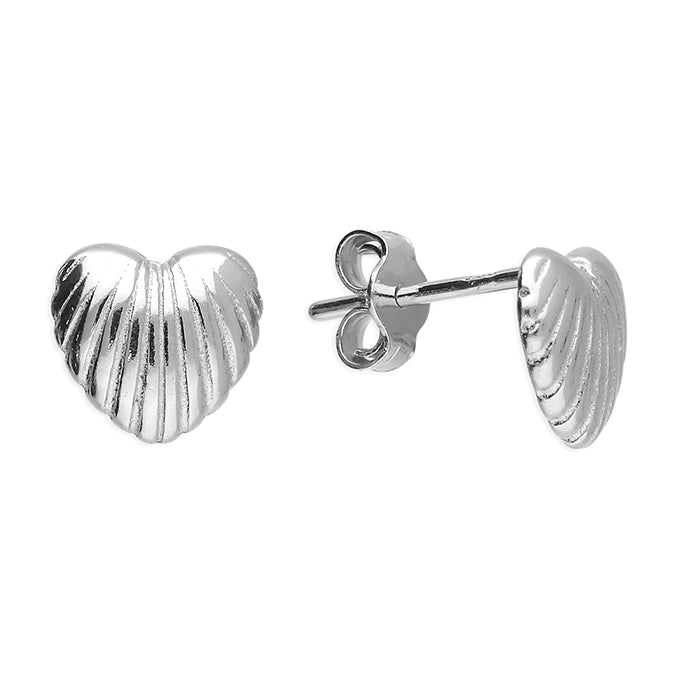 Sterling Silver lined heart Stud Earrings