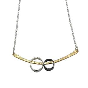 925 Gold Plated oxidised Bar and circle necklace  image 0