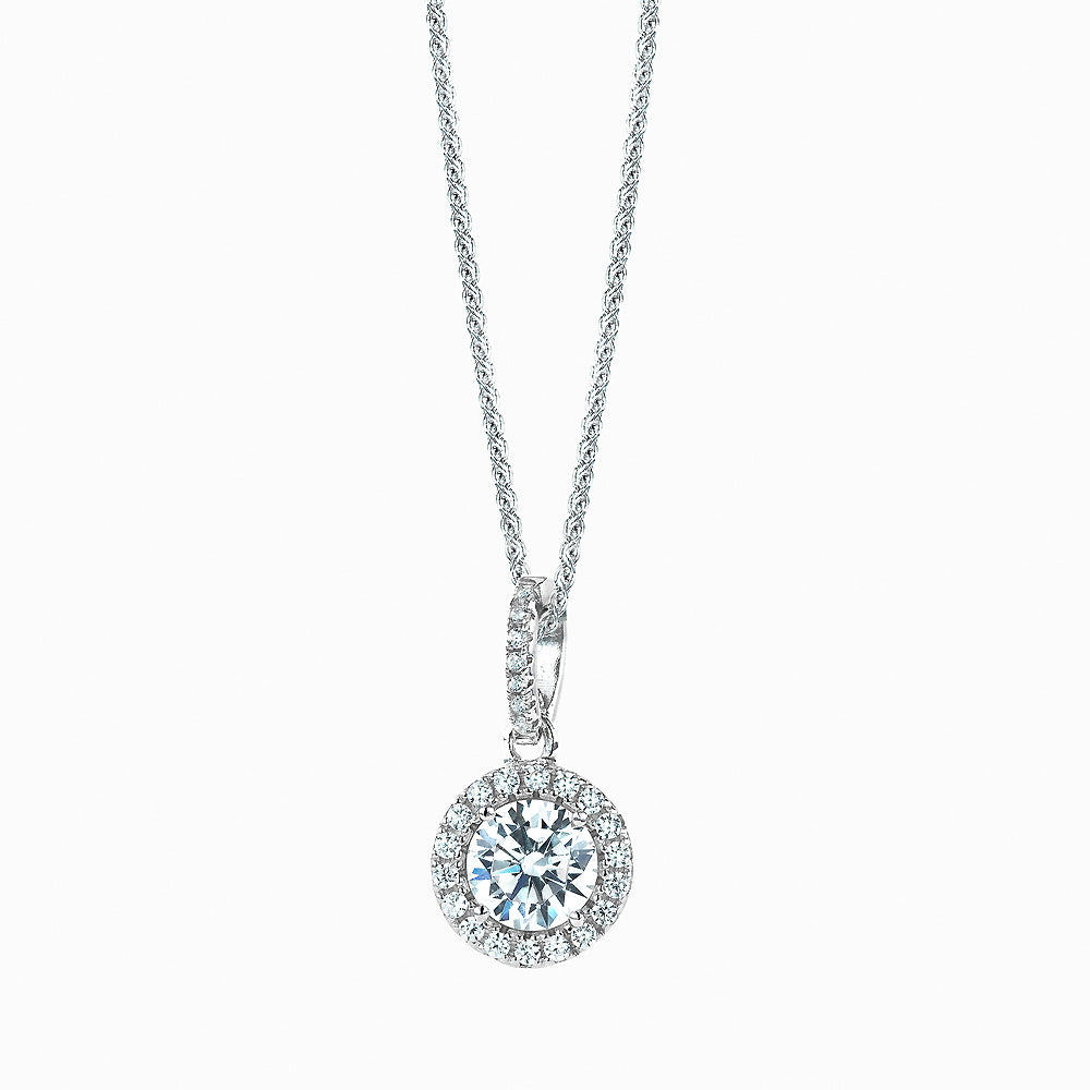 Diamond necklace on a white background