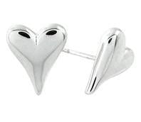 Silver heart-shaped earrings on a white background