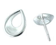 Silver teardrop earrings on a white background