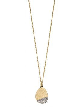 Gold necklace with a pendant on a white background
