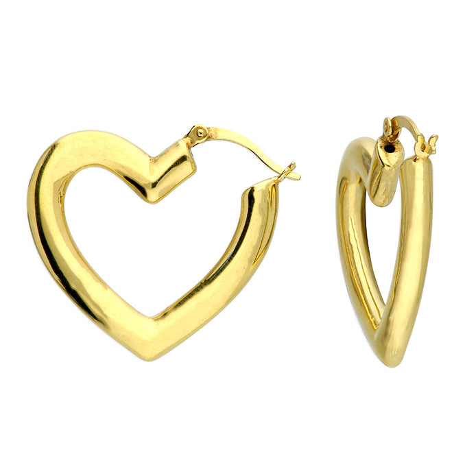 Sterling Silver Gold Plated heart Hoop Earrings