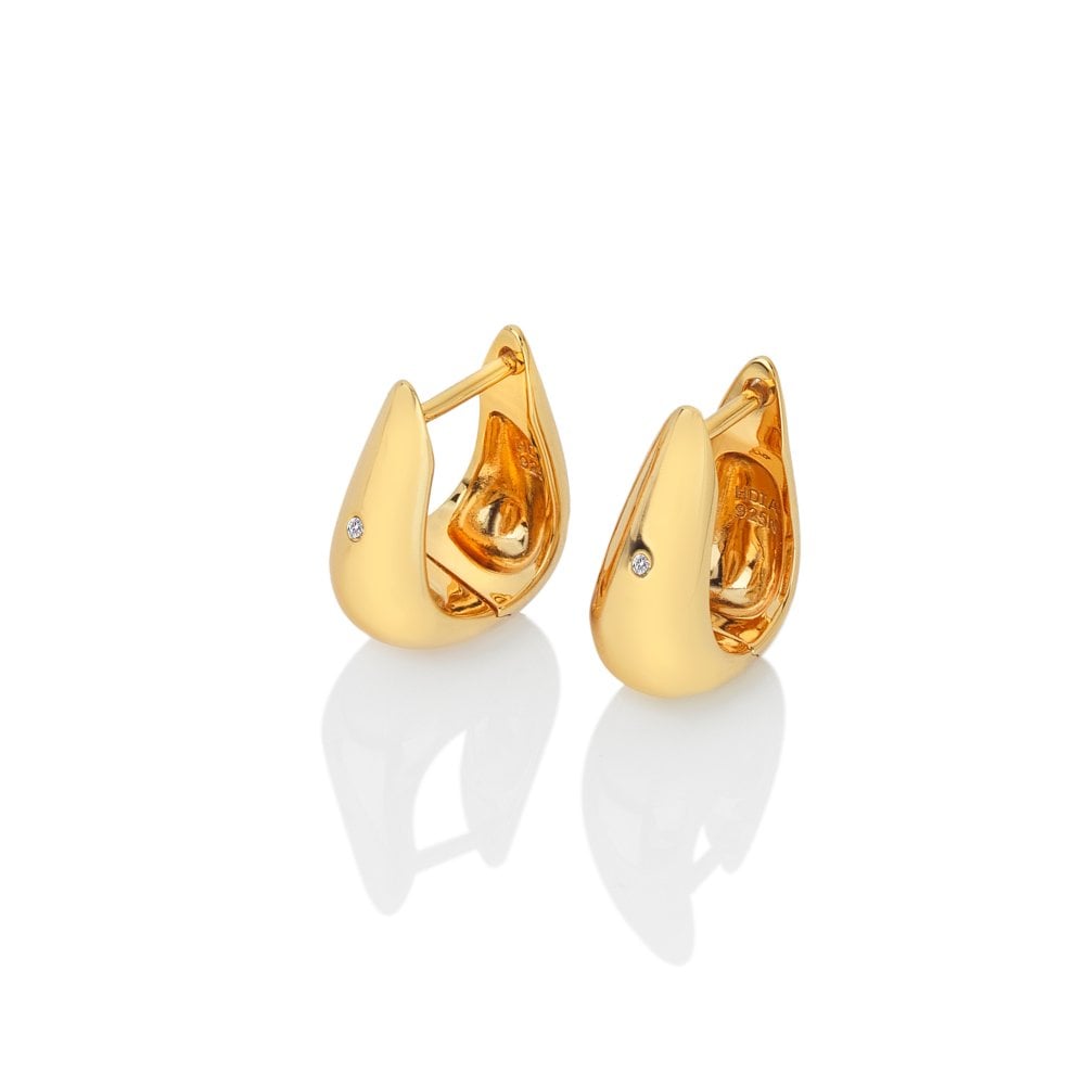 Pair of gold earrings on a white background