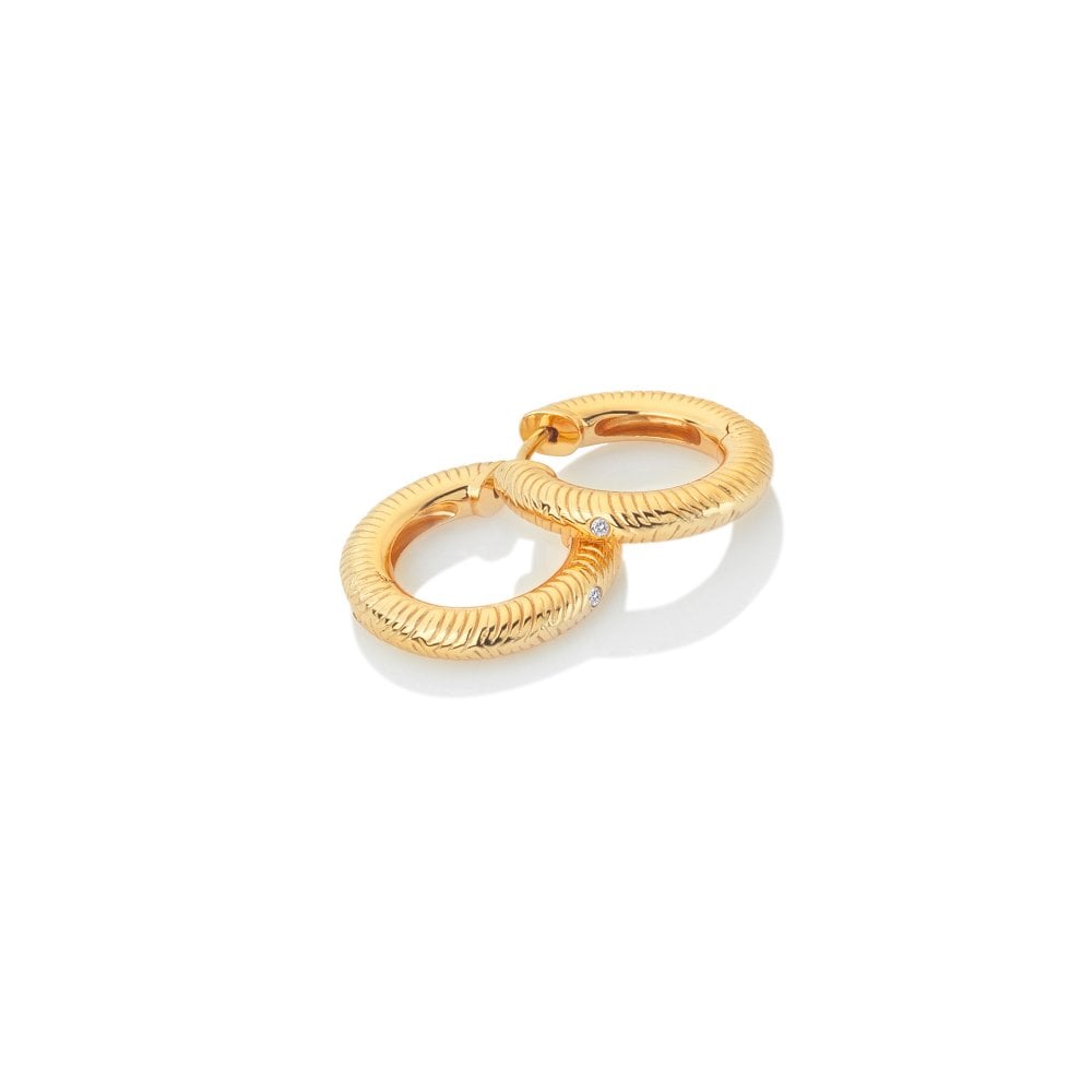 Gold hoop earrings on a white background