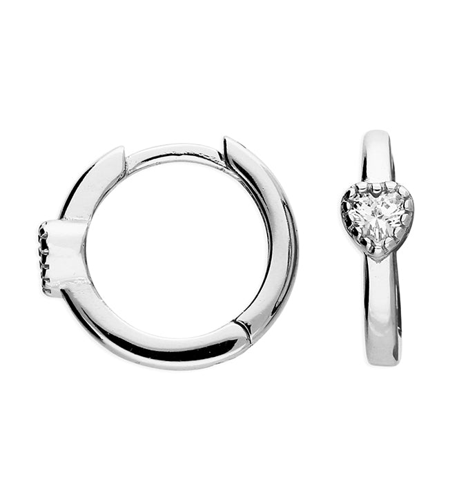 Sterling Silver heart Huggie Earrings