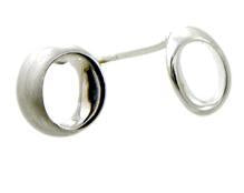 925 Polished and Matt Circle Stud Earrings image 0