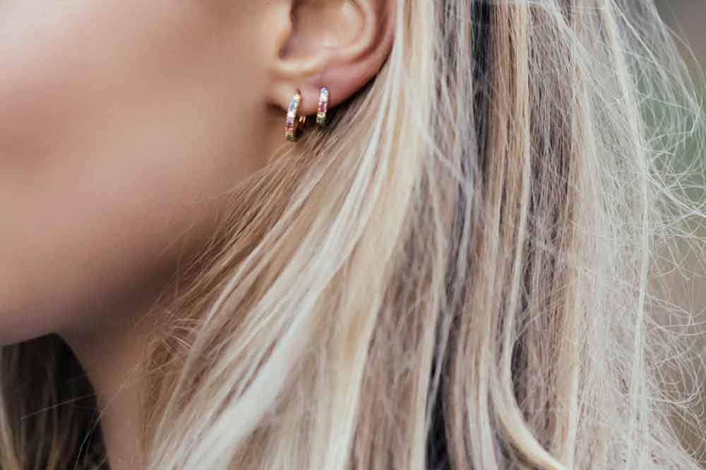 Sterling Silver Multi-Coloured Cubic Zirconia Hoop Earrings image 1