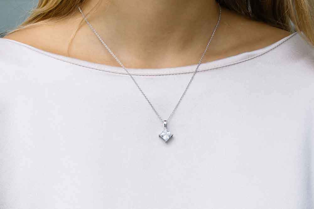 925 Cubic Zirconia Princess Pendant image 1